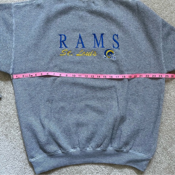 VINTAGE St Louis Rams Logo 7 Sweater Mens Extra Large Gray Crewneck Sweatshirt - Picture 6 of 9